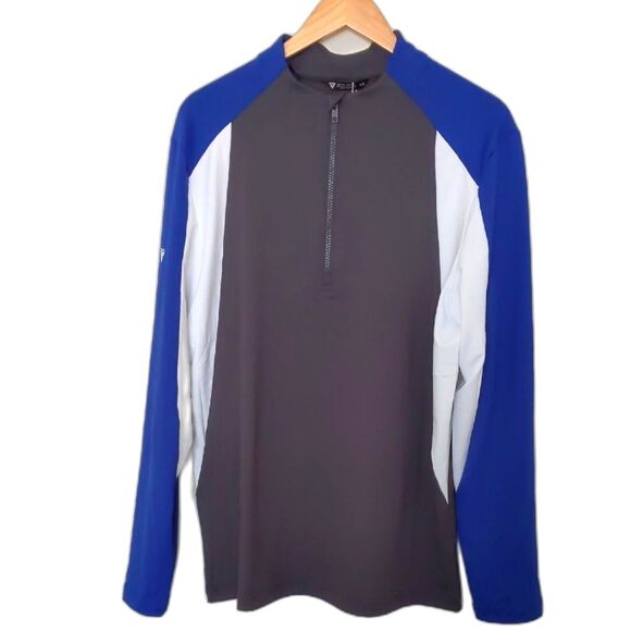Other - NEW Men's Levelwear Blue Gray White Long Sleeve Athletic Zip Closure Shirt M